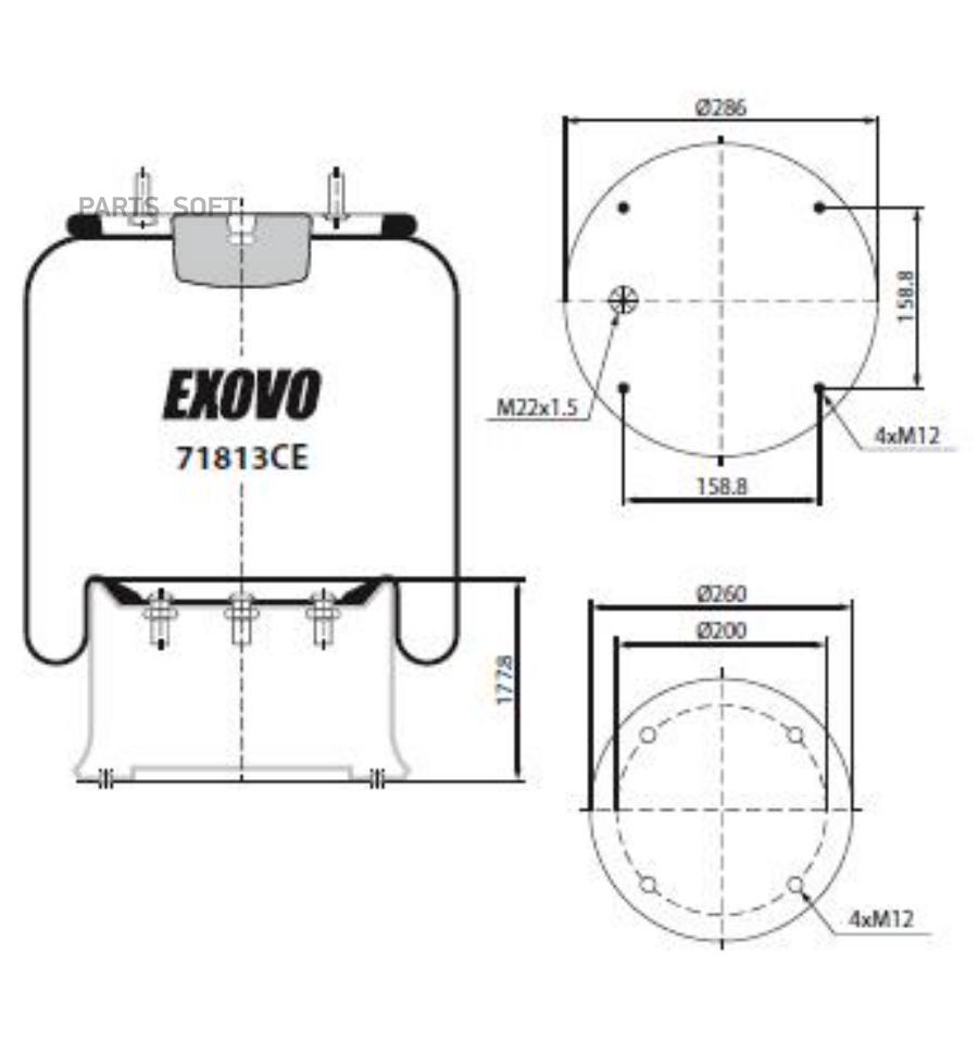 

Пневмоподушка 1Шт EXOVO 71813CE