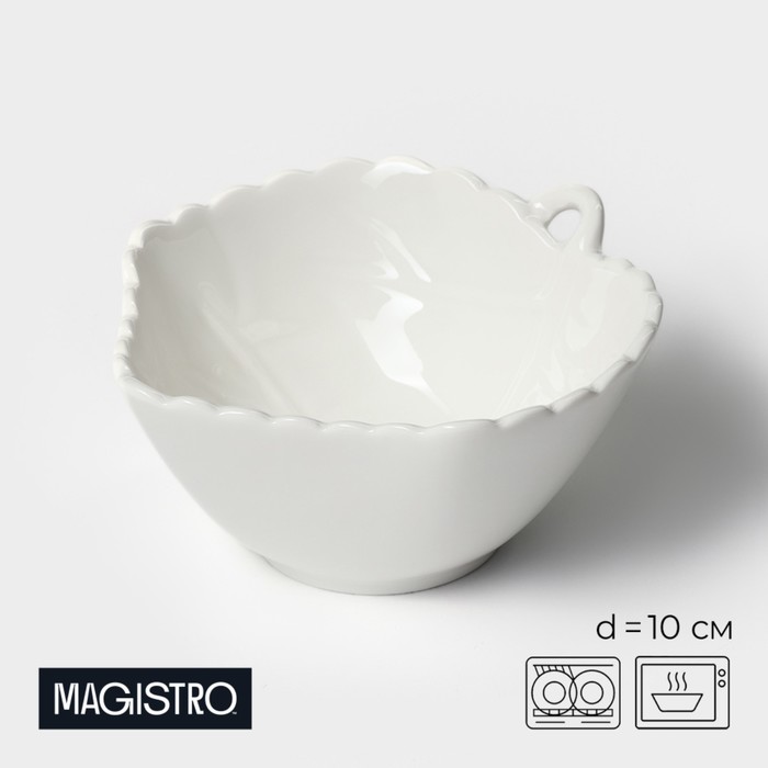 

Салатник фарфоровый Magistro "Лист", 200 мл, d=10 см, цвет белый, Лист