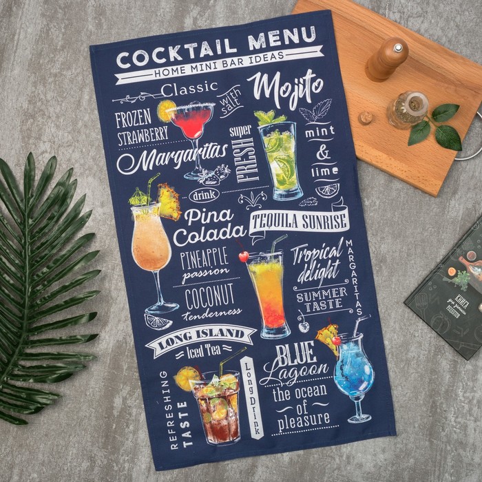 фото Полотенце "этель" cocktail menu 40х73 см, 100% хл, саржа 190 гр/м2