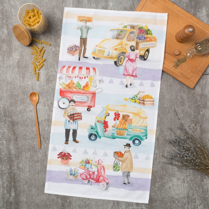 

Полотенце "Этель" Food market 40х73 см, 100% хлопок, саржа 190 г/м2, Фиолетовый, Food market