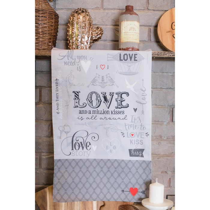 

Полотенце "Этель" Love 40х67 см, 100% хл, саржа 190 гр/м2, Кухонный текстиль "LOVE"