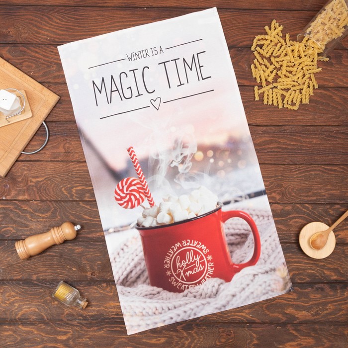 

Полотенце "Этель" Magic time 40х73 см, 100% хл, саржа 190 гр/м2, Розовый, Кухонный текстиль к Новому году