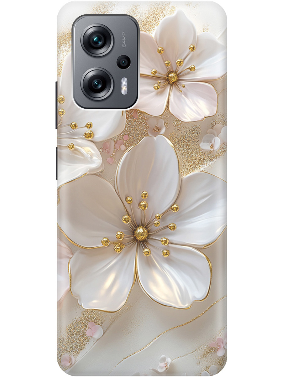 

Силиконовый чехол на Poco X4 GT, Xiaomi Redmi Note 11T Pro/11T Pro+ с принтом 863980, Прозрачный;белый;золотистый, 740187723