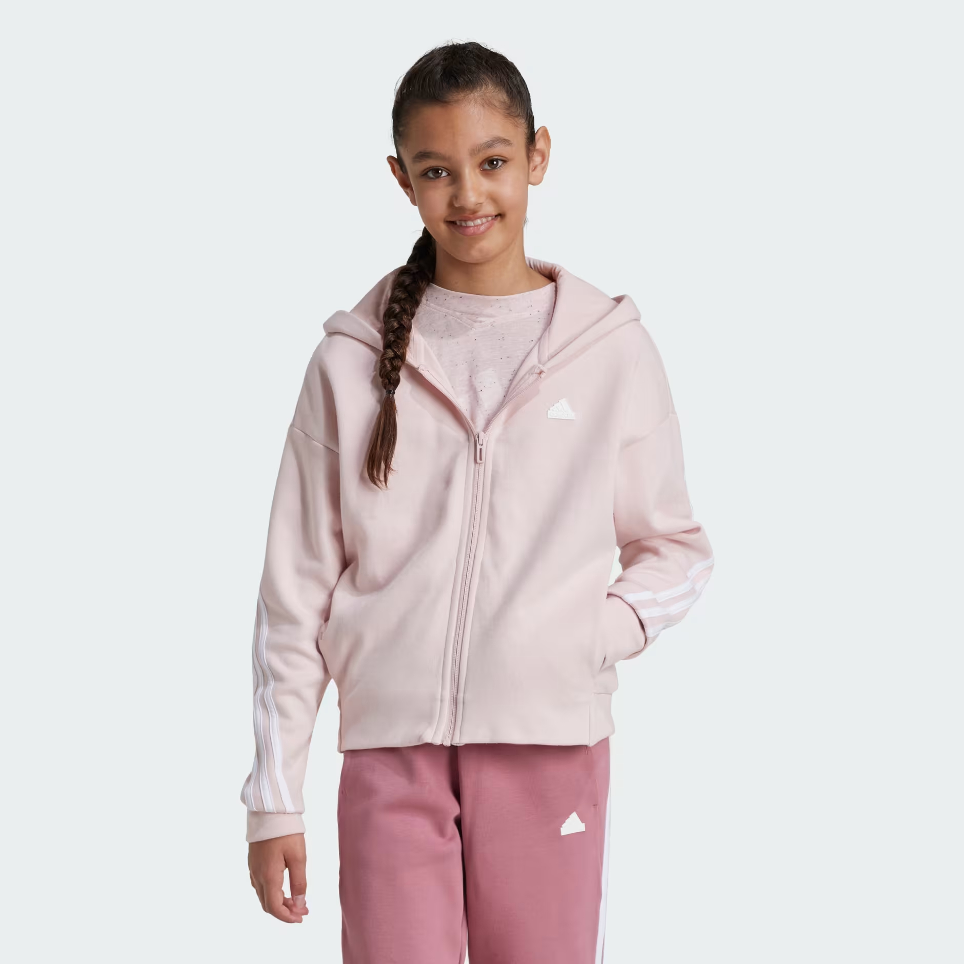 

Толстовка Adidas для девочек, IX3628, светло-розовая AFB1, размер 164, Розовый, IX3628