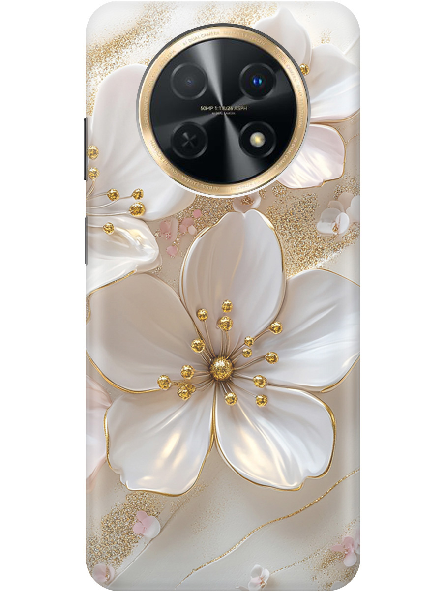 

Силиконовый чехол на Huawei nova Y91 с принтом "Белые фиалки", Прозрачный;белый;золотистый, 772566923
