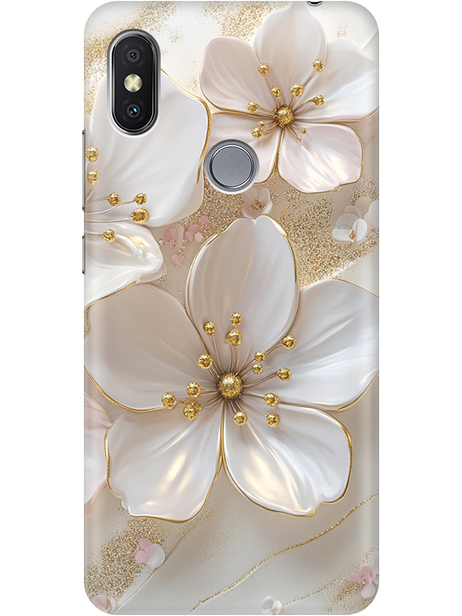

Силиконовый чехол на Xiaomi Redmi S2 с принтом "Белые фиалки", Прозрачный;белый;золотистый, 718410223