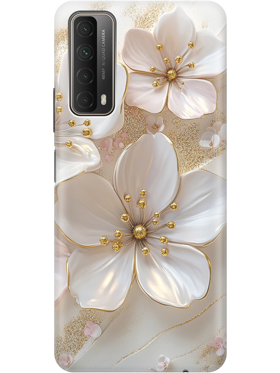 

Силиконовый чехол на Huawei P Smart (2021) с принтом "Белые фиалки", Прозрачный;белый;золотистый, 723603023