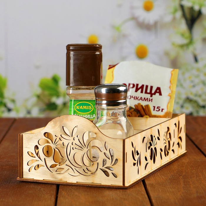 

Коробочка под специи "Цветы", 25х13х7,5см, Бежевый, Деревянные кухонные принадлежности