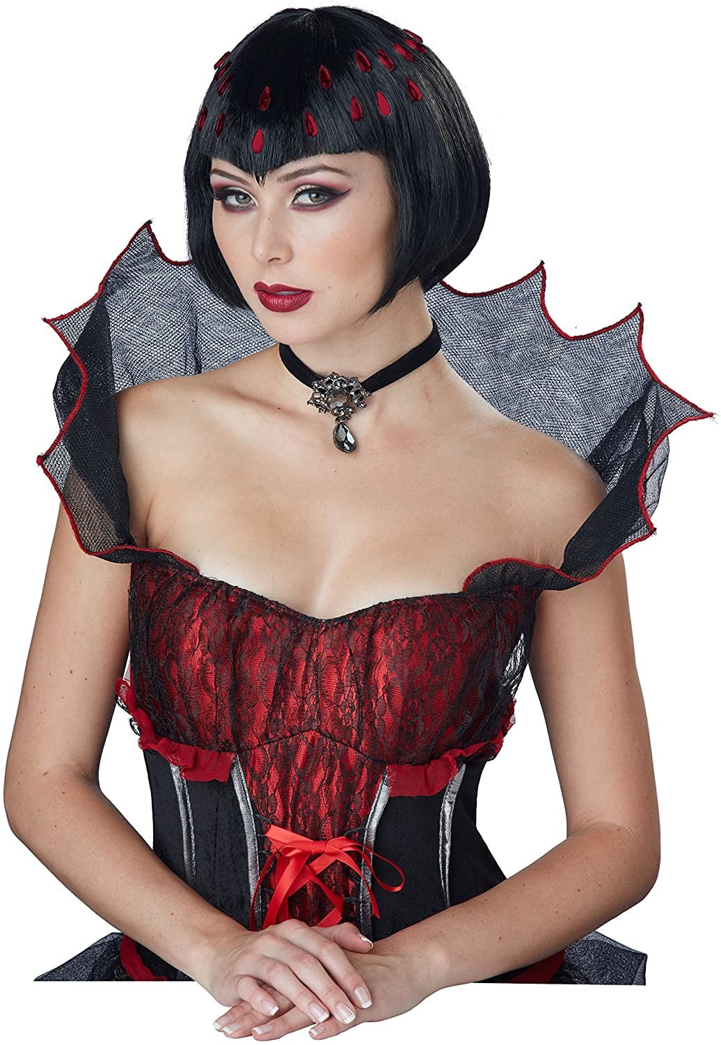 Купить K70825, Карнавальный аксессуар California Costumes Парик Вампирша с каплями крови женский,