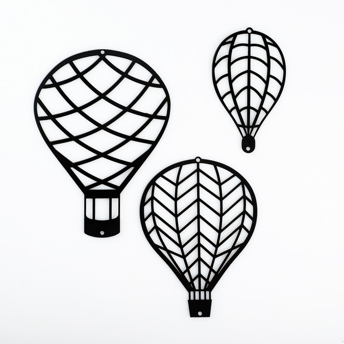 фото Панно металлическое "воздушные шары" черное, набор 3 шт. 15х10см, 10х7см хорошие сувениры