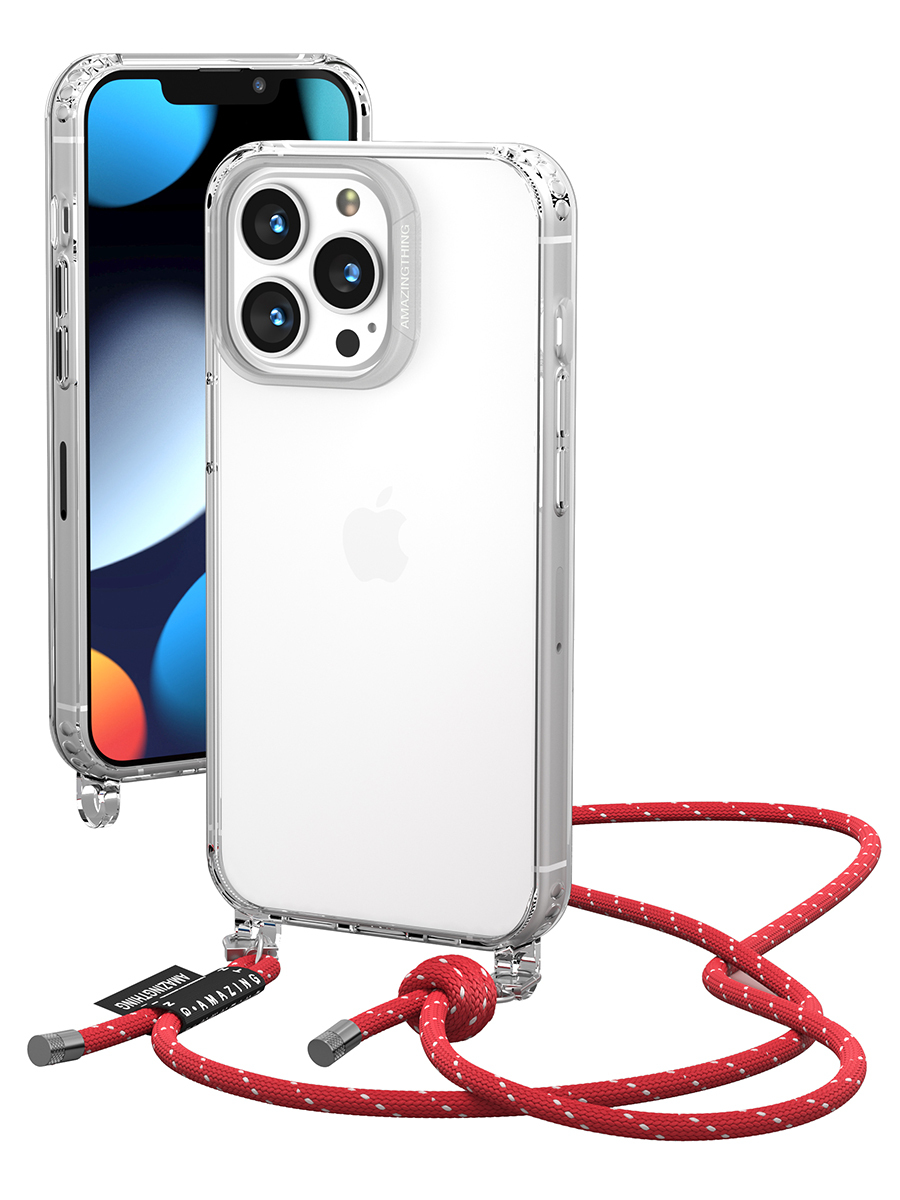 фото Чехол на apple iphone 13 pro amazingthing advanta crossbody lanyard transparent red