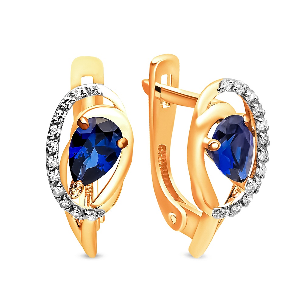 

Серьги из золота 585Gold 102010847, сапфир искусственный/бриллиант, 102010847