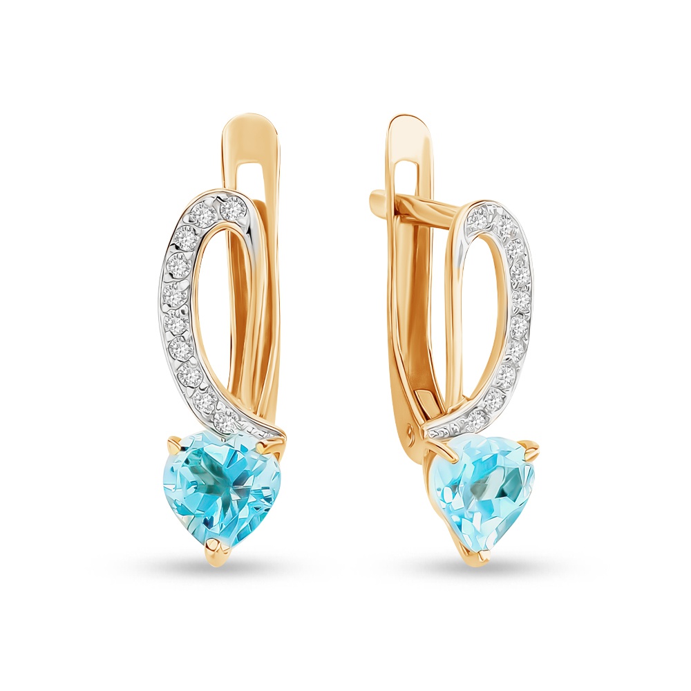 

Серьги из золота 585Gold 202013682, топаз/фианит, 202013682