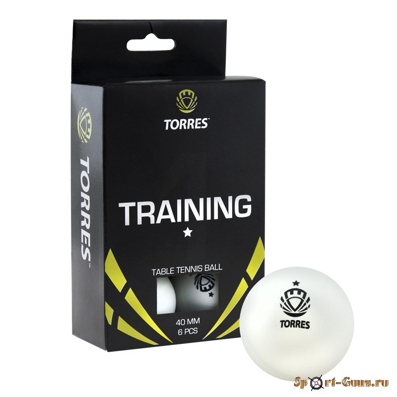 Мяч для настольного тенниса Torres Training 1* (6 штук), TT0016, белый цвет