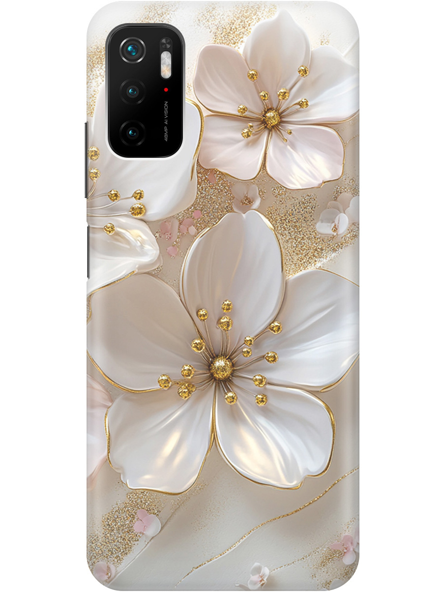 

Силиконовый чехол на Xiaomi Redmi Note 10T / Poco M3 Pro с принтом "Белые фиалки", Прозрачный;белый;золотистый, 730837123
