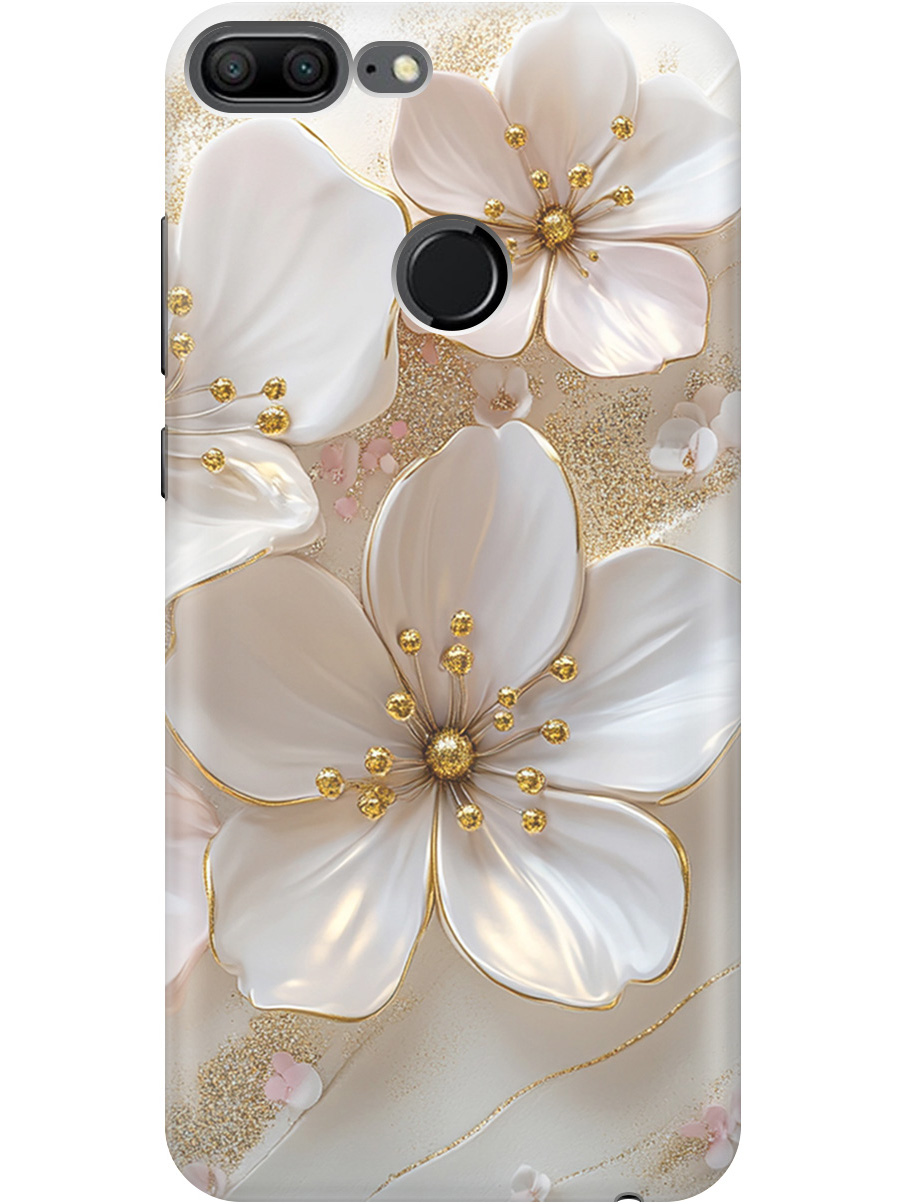 

Силиконовый чехол на Honor 9 Lite с принтом "Белые фиалки", Прозрачный;белый;золотистый, 717568423