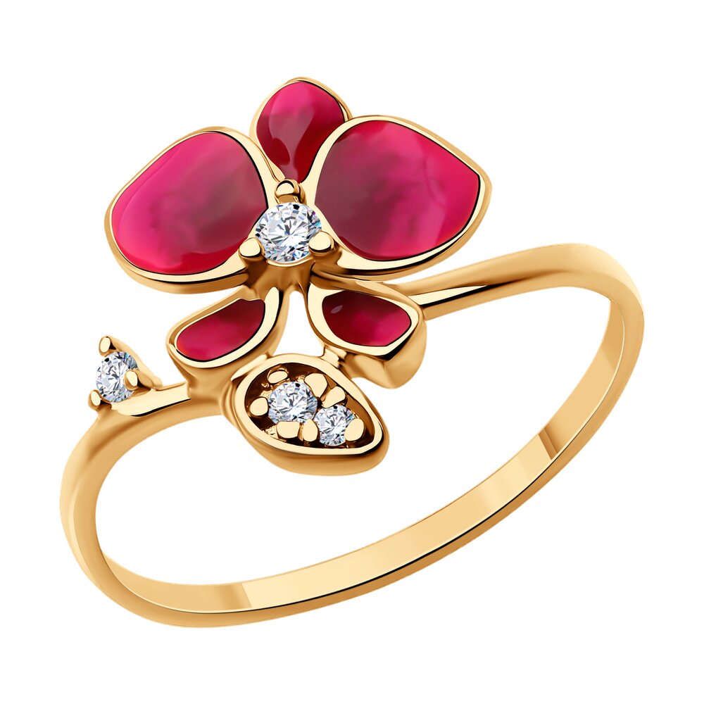 

Кольцо из серебра р.  Diamant 93-110-01974-1, фианит\эмаль, 93-110-01974-1