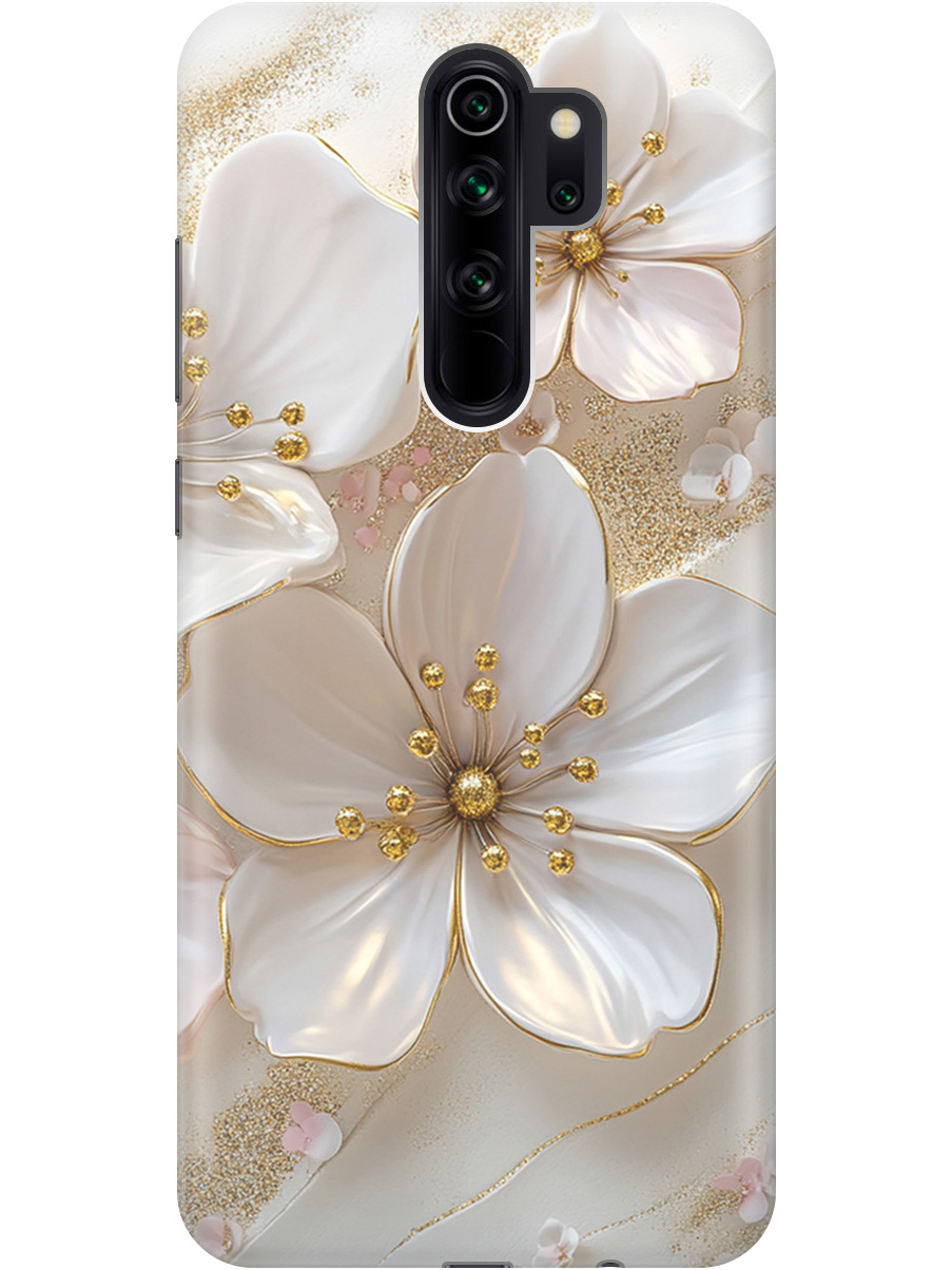 

Силиконовый чехол на Xiaomi Redmi Note 8 Pro с принтом "Белые фиалки", Прозрачный;белый;золотистый, 721936323