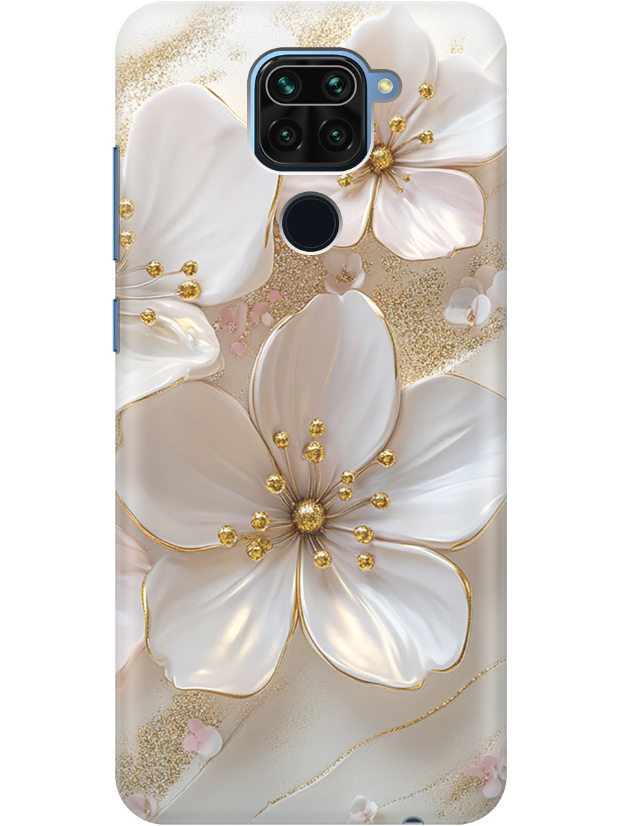 

Силиконовый чехол на Xiaomi Redmi Note 9 с принтом "Белые фиалки", Прозрачный;белый;золотистый, 723101323