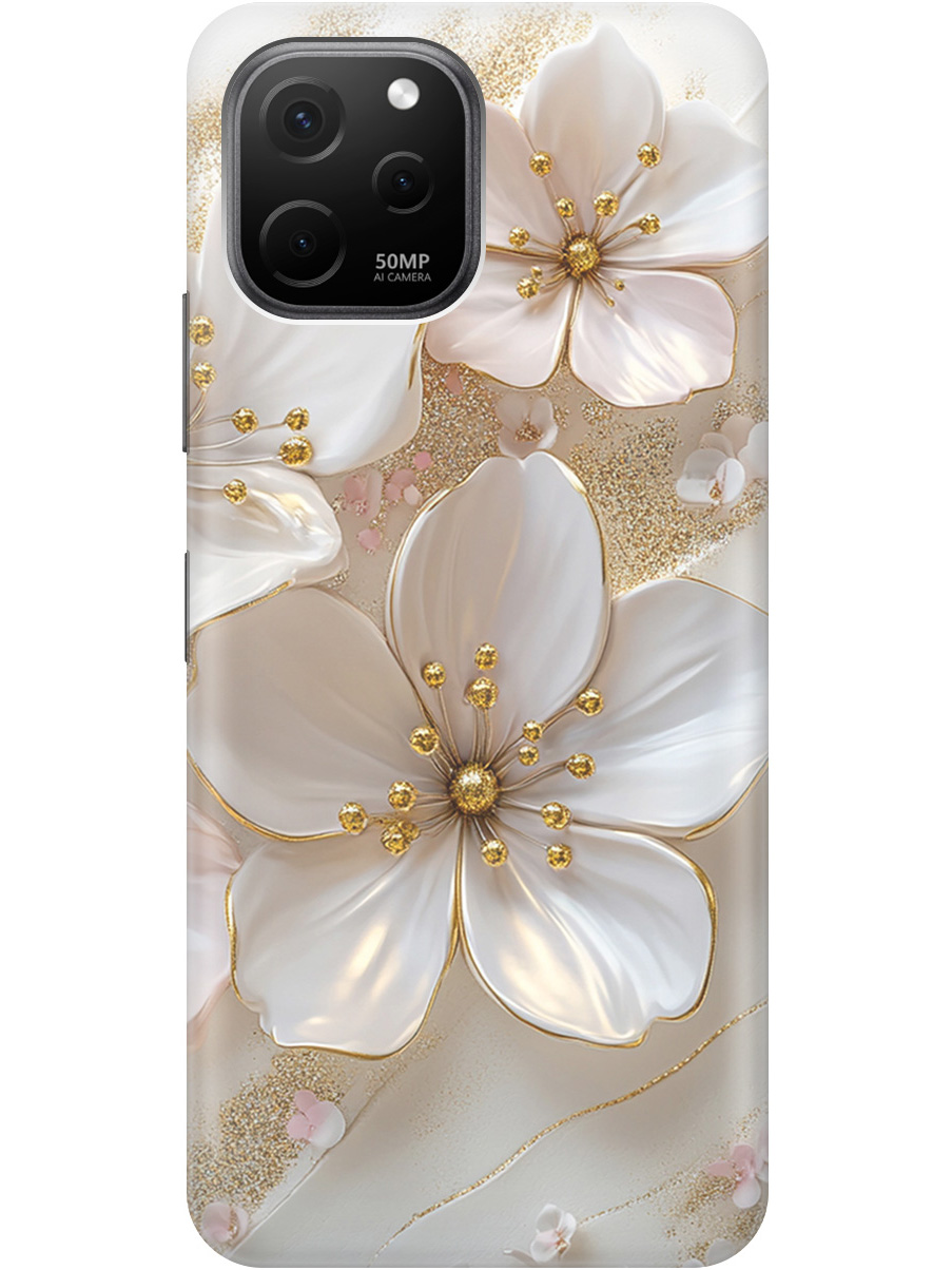 

Силиконовый чехол на Huawei nova Y61 с принтом "Белые фиалки", Прозрачный;белый;золотистый, 762098523