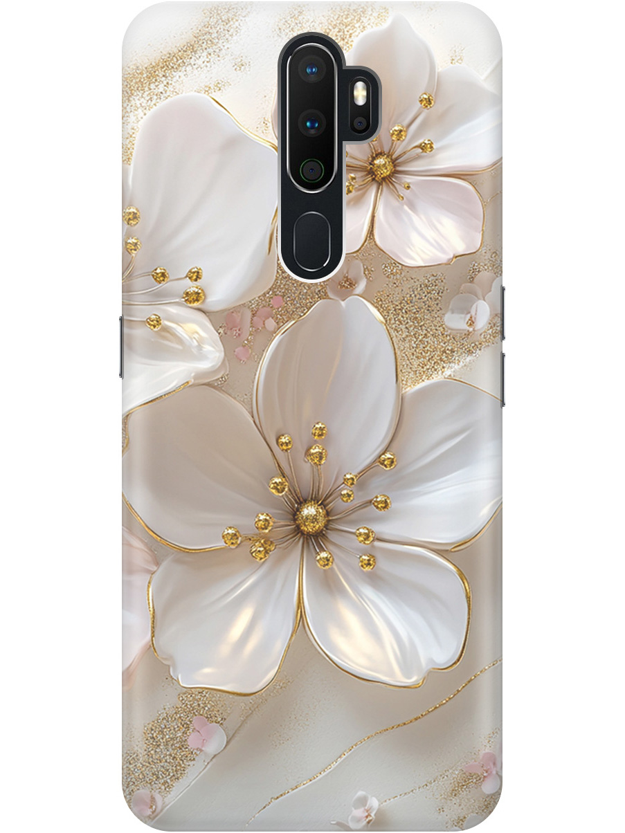 

Силиконовый чехол на Oppo A5 (2020)/A9 (2020) с принтом "Белые фиалки", Прозрачный;белый;золотистый, 726151323
