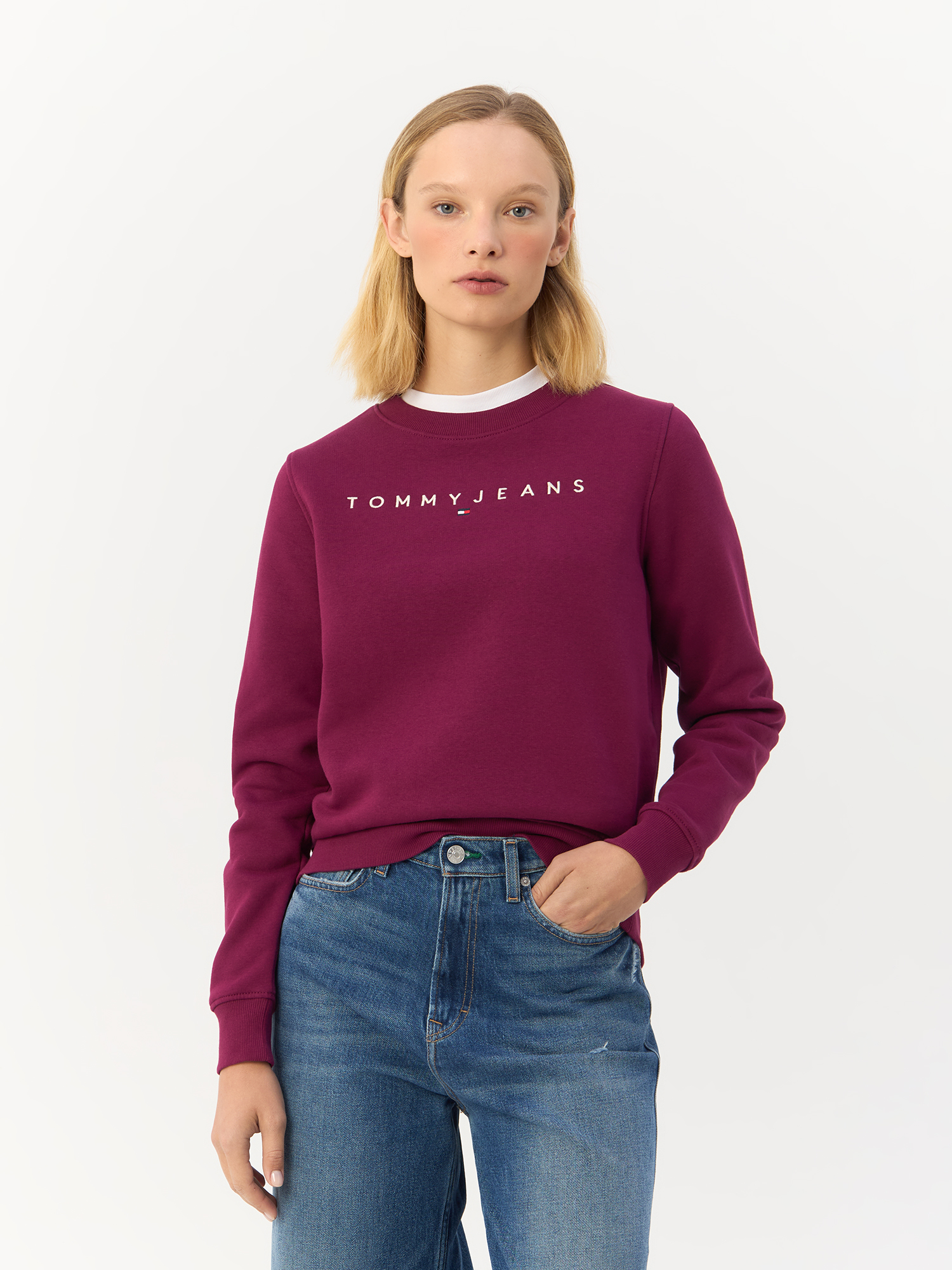 

Свитшот женский Tommy Hilfiger Tjw Regular Linear Crew DW0DW17323 фиолетовый L, Tjw Regular Linear Crew