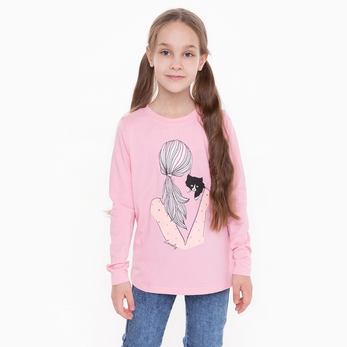 

Лонгслив для девочки, цвет пудра, рост 158 см, Розовый