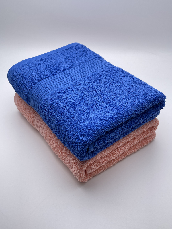 фото Полотенца махровые 50х90, 2 шт. "персиковый+синий" tm textile