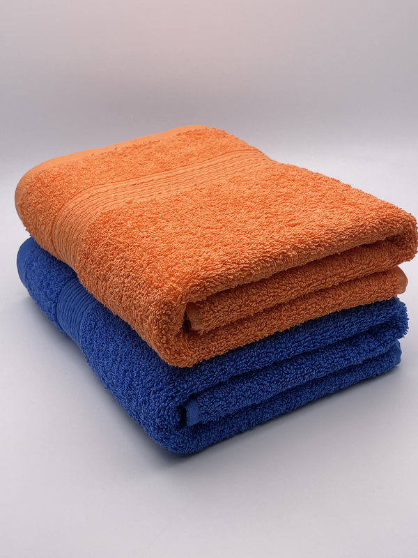 фото Полотенца махровые 50х90, 2 шт. "синий+оранжевый" tm textile