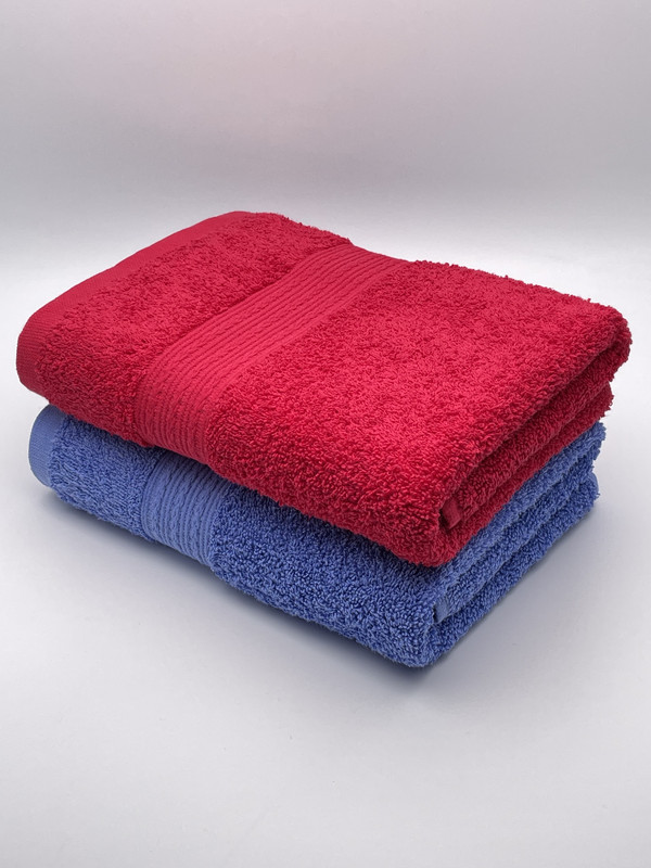 фото Полотенца махровые 50х90, 2 шт. "голубой+красный" tm textile