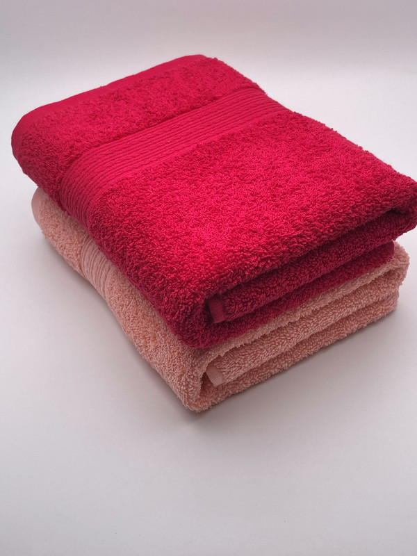 фото Полотенца махровые 50х90, 2 шт."красный+персиковый" tm textile