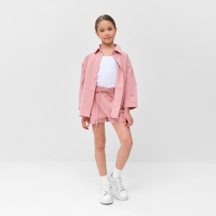 MINAKU Костюм для девочки (рубашка и шорты) MINAKU, цвет пудрово-розовый, рост 146-152 см