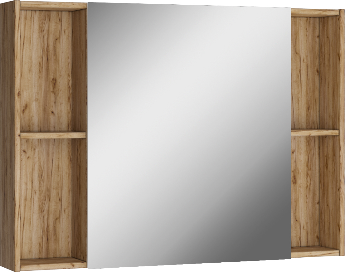 Шкаф-зеркало Домино Craft 100 левый/правый распашной шкаф натура дуб табачный craft с зеркальными фасадами