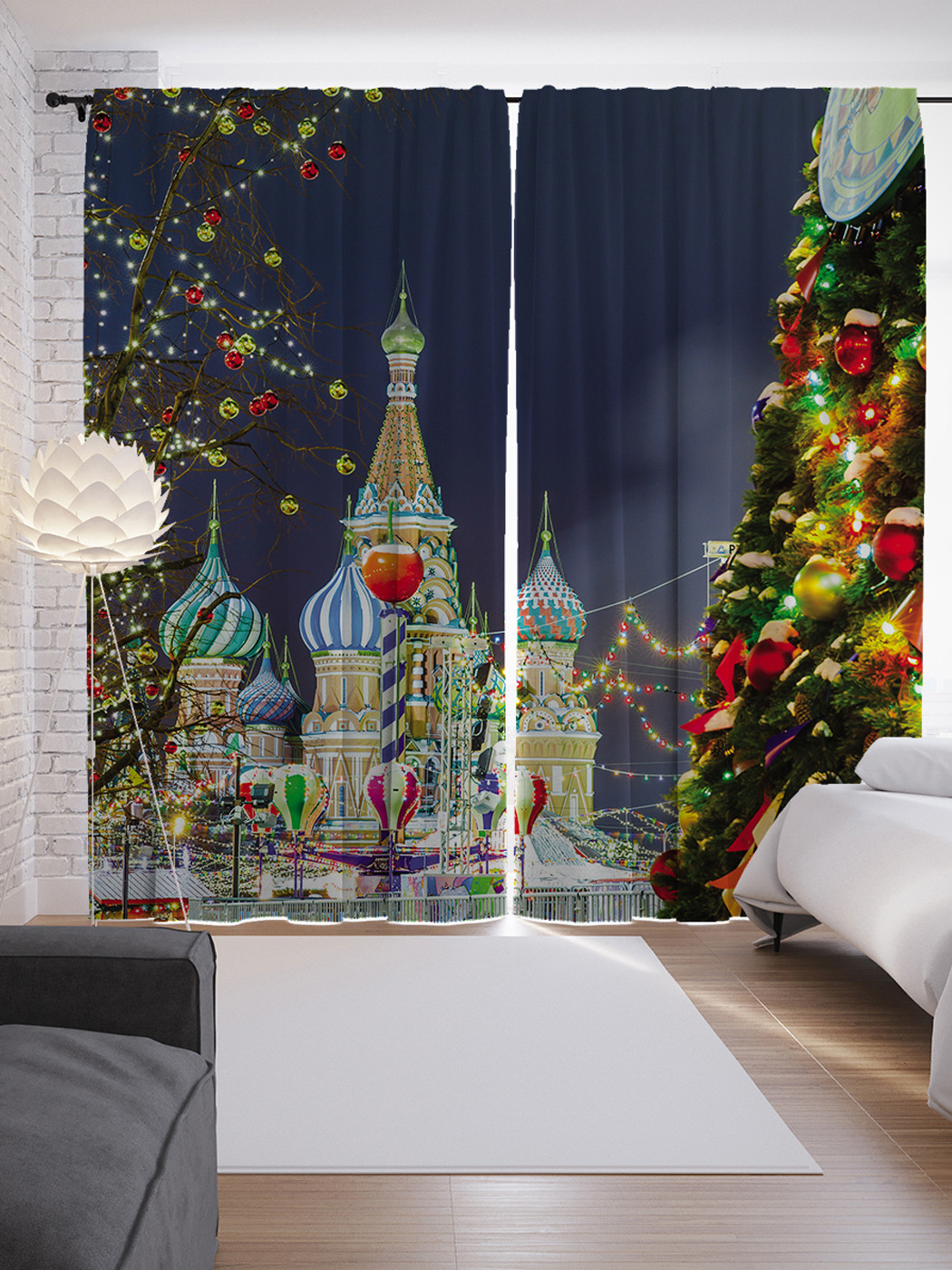 

Шторы JoyArty с фотопечатью "Покровский собор" из сатена, 290х265 см, Покровский собор