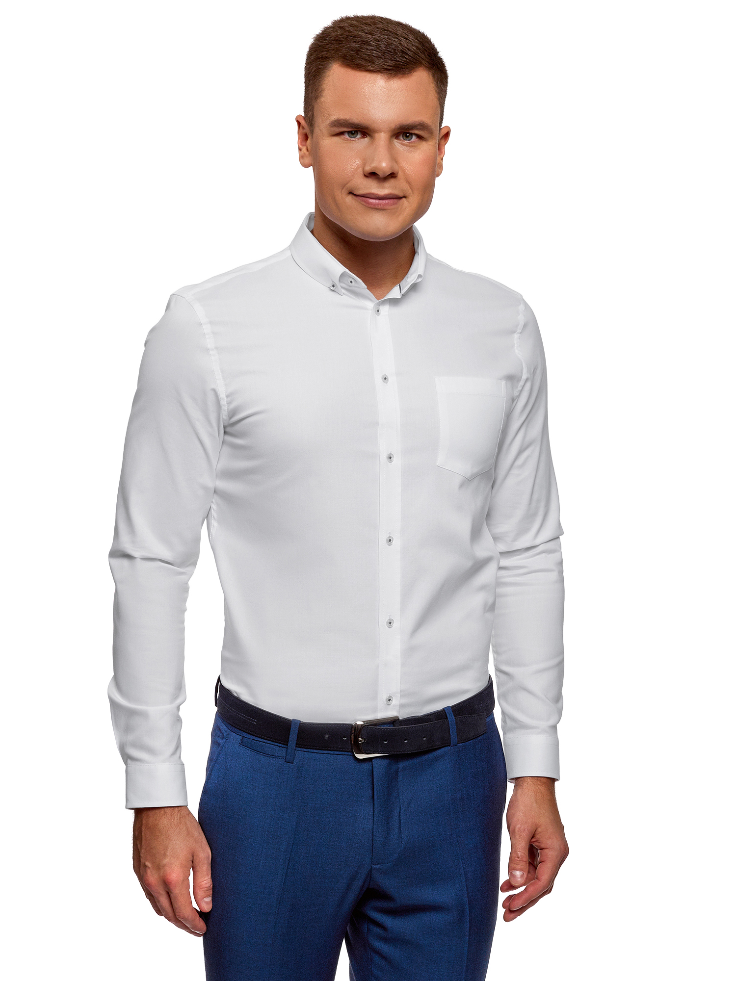 

Рубашка мужская oodji 3B110007M белая XL, Белый, 3B110007M