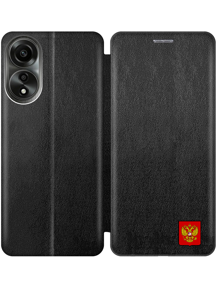 

Чехол-книжка на Oppo A78 4G с принтом "Герб России" черный, 782629481