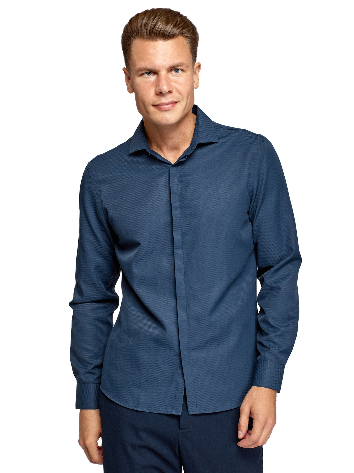Рубашка мужская oodji 3B110017M-6 синяя XS