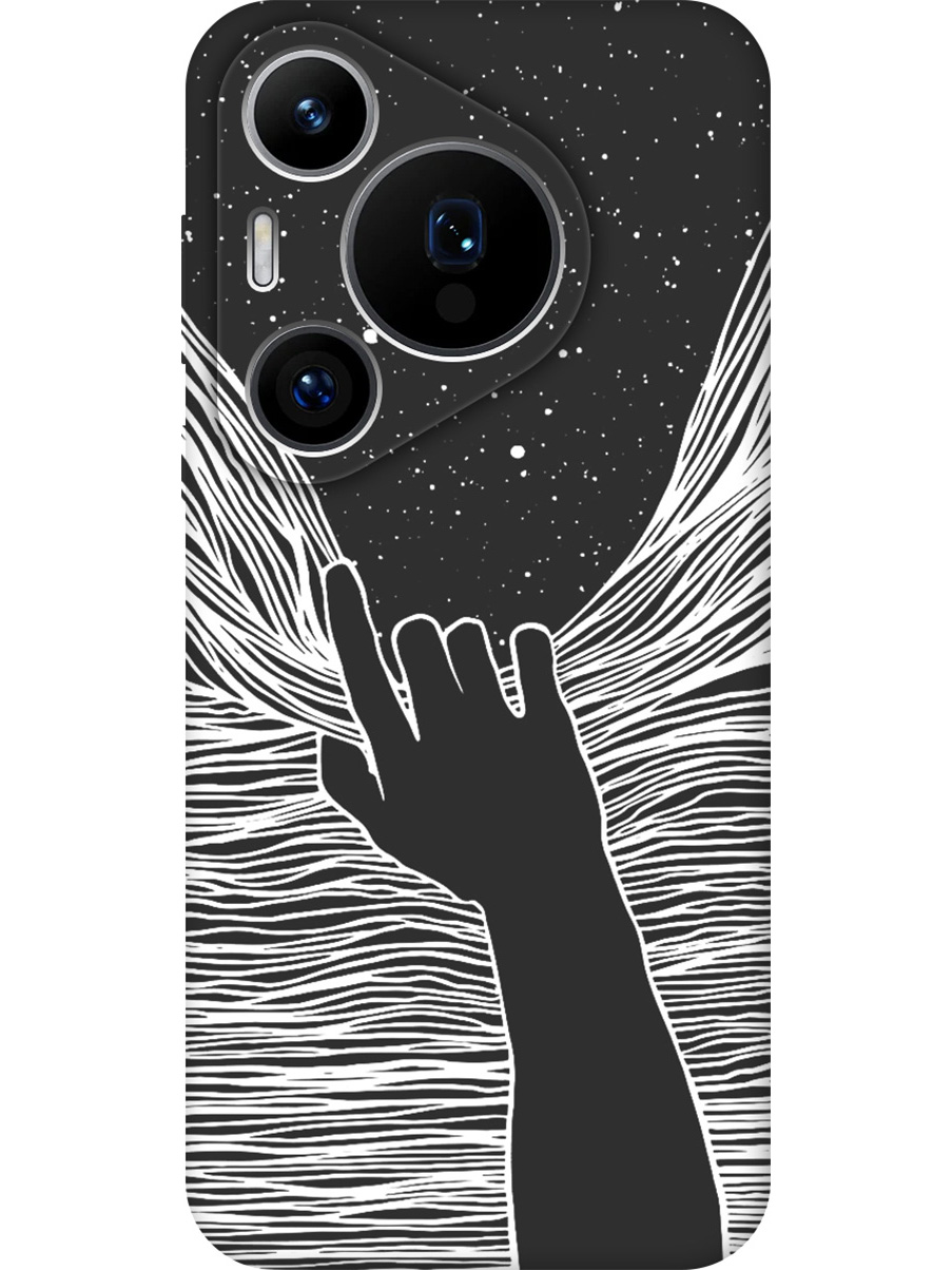 

Силиконовый чехол на Huawei Pura 70 Pro / 70 Pro+ с принтом "Рука и нити" матовый черный, 782625241