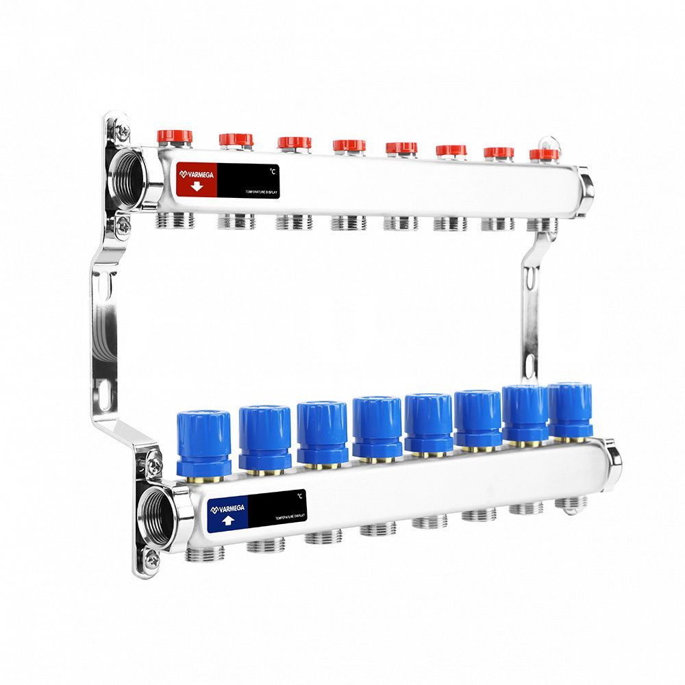 Коллектор из нержавеющей стали VARMEGA с регулирующими клапанами 8 выходов VM15508 16043₽
