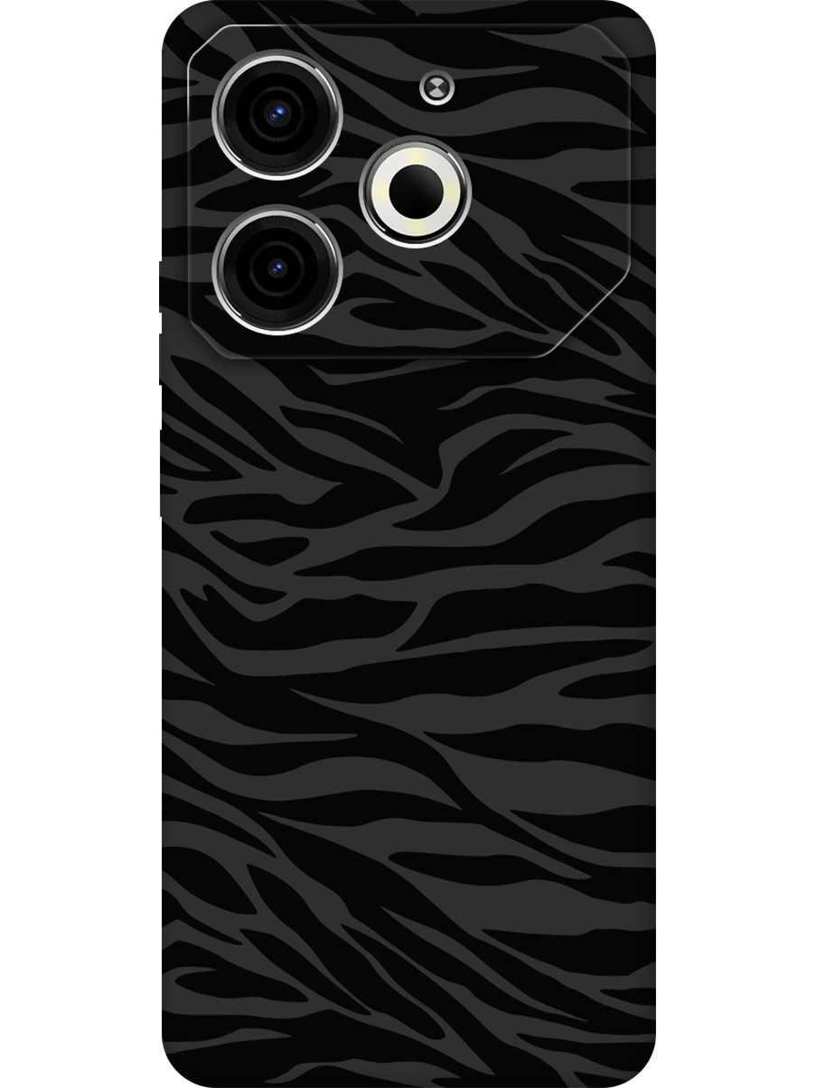 

Силиконовый чехол на Tecno Pova 6 Neo с принтом "Зебра" матовый черный, 782634812