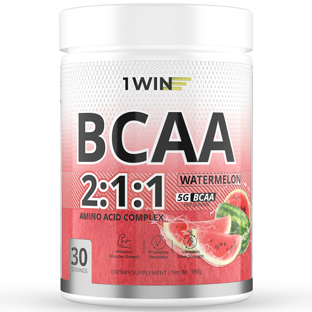 Аминокислоты BCAA 2:1:1 1WIN, бцаа вкус арбуз, 180 г, 30 порций