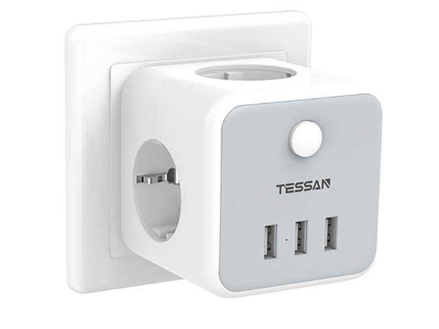 фото Сетевой фильтр tessan ts-301-de 3 sockets grey