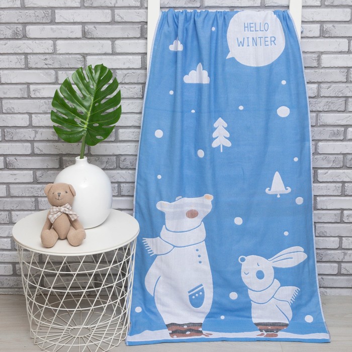 

Полотенце двухстороннее Крошка Я "Winter" 70х140см, цвет синий, 100%хл, 315 г/м2, Крошка Я: халаты и полотенца