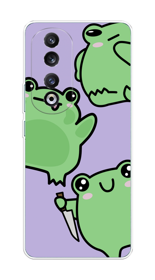 

Чехол на Honor 90 Pro "Опасные лягушата", Фиолетовый;зеленый;черный, 6121550-1