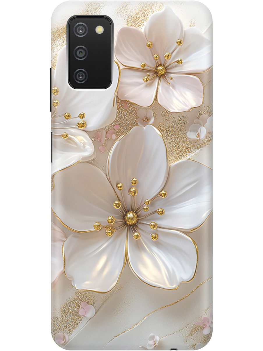 

Силиконовый чехол на Samsung Galaxy A03s с принтом "Белые фиалки", Прозрачный;белый;золотистый, 732241123