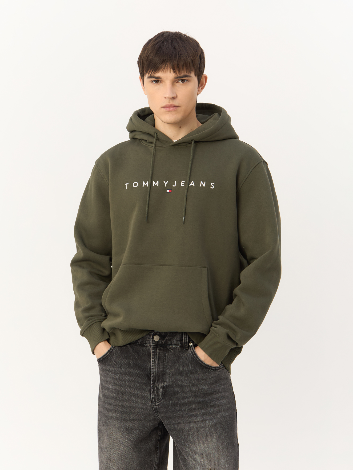 Худи мужское Tommy Hilfiger Tjm Reg Linear Logo Hoodie Ext DM0DM17985 зеленое XL