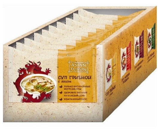 

Суп Asian Fusion "грибной с яйцом" 12 гр х 10 шт., 1