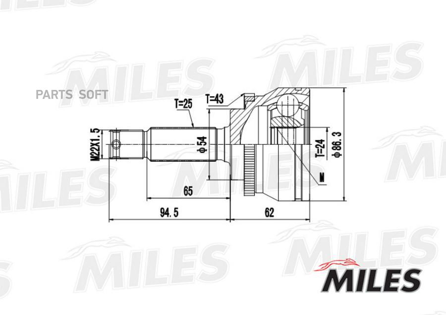 Шрус mitsubishi galant vii 2.0glsi/glstd 92-96 нар. +abs