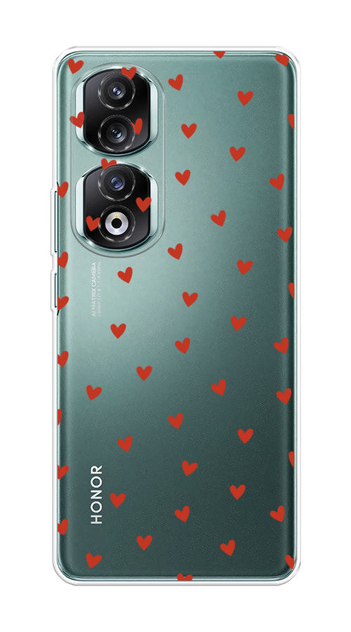 

Чехол на Honor 90 Pro "Red hearts", Красный;прозрачный, 6121550-1