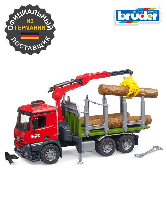 Игрушечная машинка Bruder Грузовик Mercedes для перевозки леса с брёвнами машинка игрушечная bruder